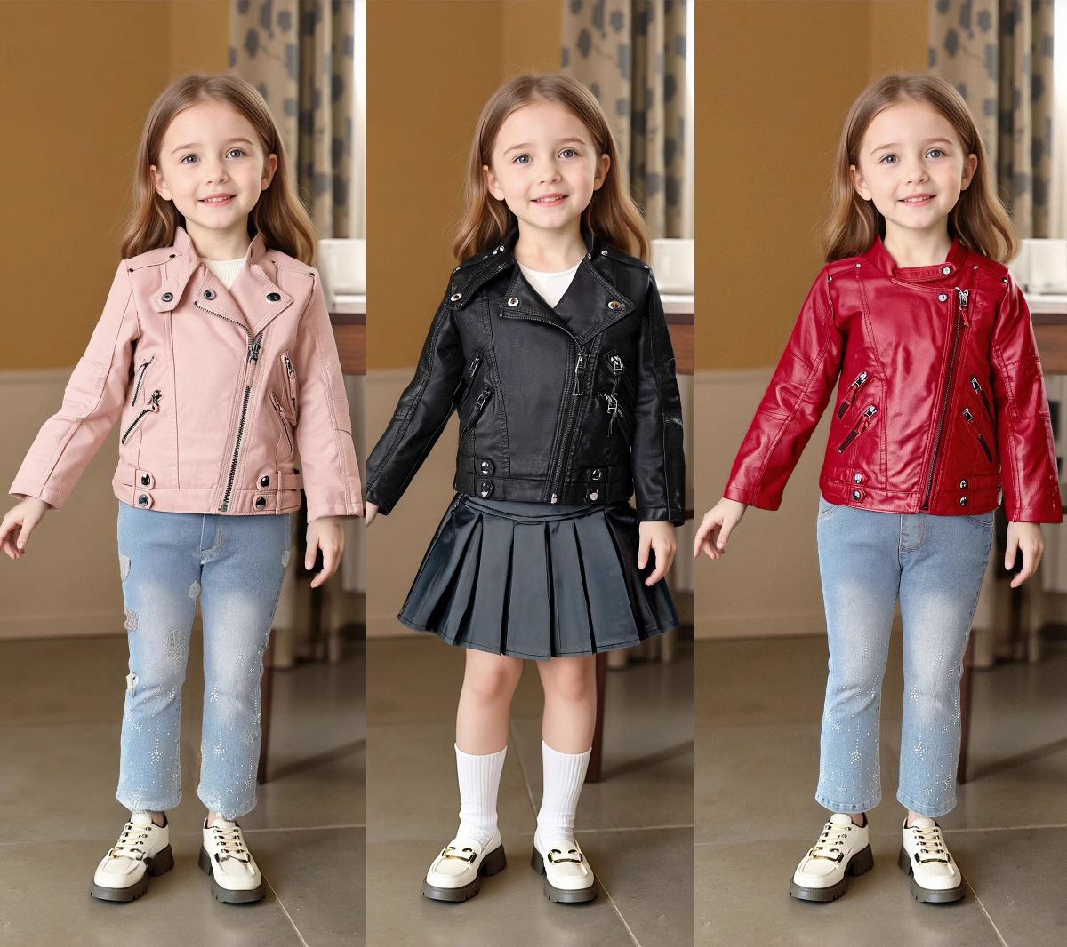 Streetwear Brand Red Logo - 2-12Y Kızlar Noel Pembe Kırmızı Motosiklet